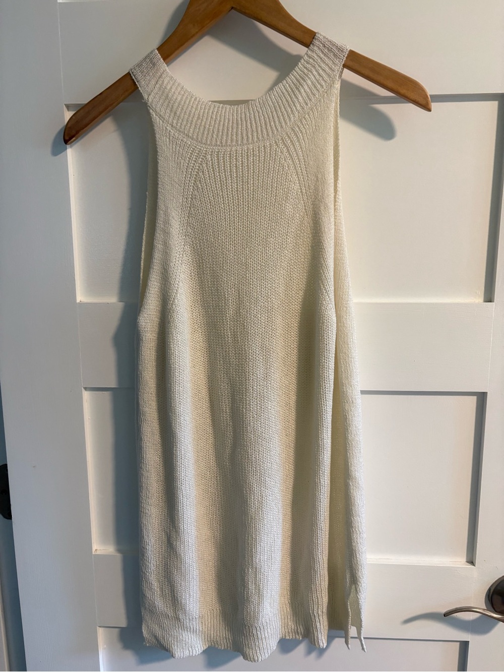 Cream Knit Sleeveless Tunic